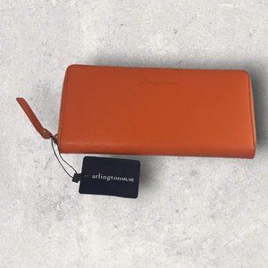 Arlington Milne Tangerine Orange Leather Wristlet Wallet